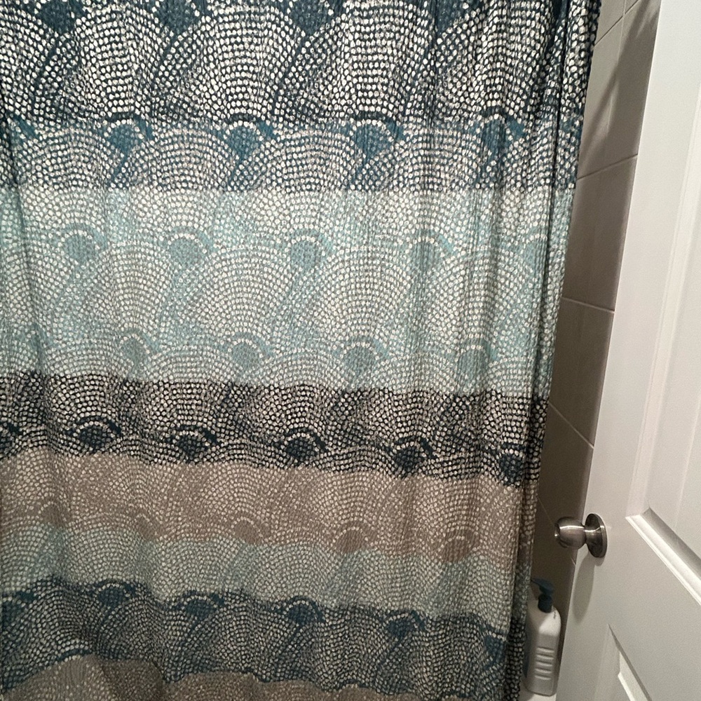 Elegant Blue and Gray Shower Curtain